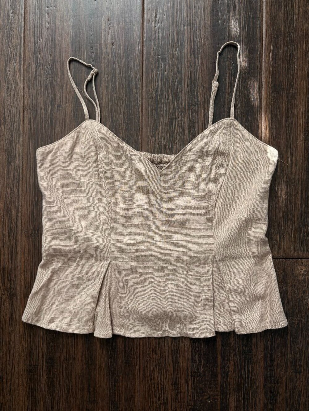 Express Beige Linen-Blend Top